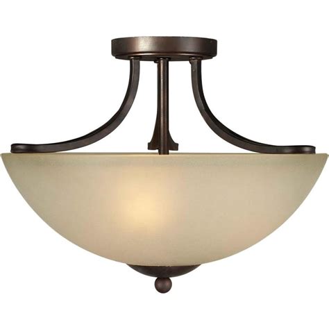 Shop 165 In W Antique Bronze Tea Stained Glass Semi Flush Mount Light At