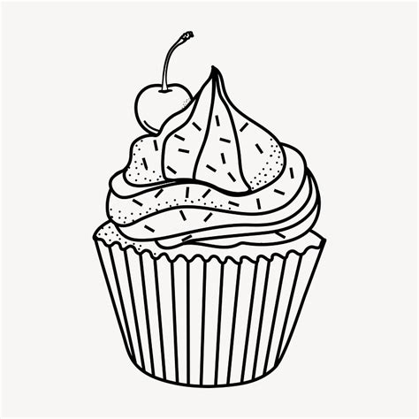 Cute Cupcake Clipart Black And White