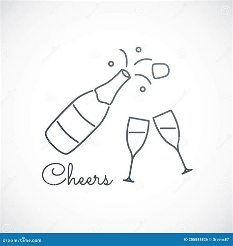 Champagne Bottle And Glasses Isolated Stock Vector Illustration Of