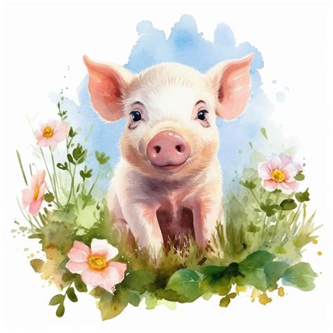 Premium AI Image There Is A Pig That Is Sitting In The Grass With