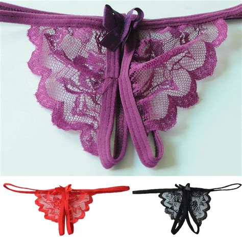 3 Colors Ladies Sexy Open Crotch Thongs G String V String T Back Panties Knickers Underwear