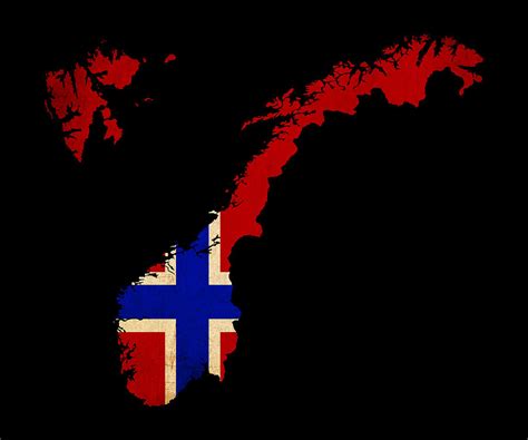 Norway grunge map outline with flag Photograph by Matthew Gibson - Fine ...