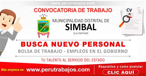 EMPLEO MUNICIPALIDAD DE SIMBAL RESPONSABLE PARA LA SUBGERENCIA DE