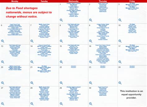 Chesterfield County Schools Lunch Menu (SC) | FSL