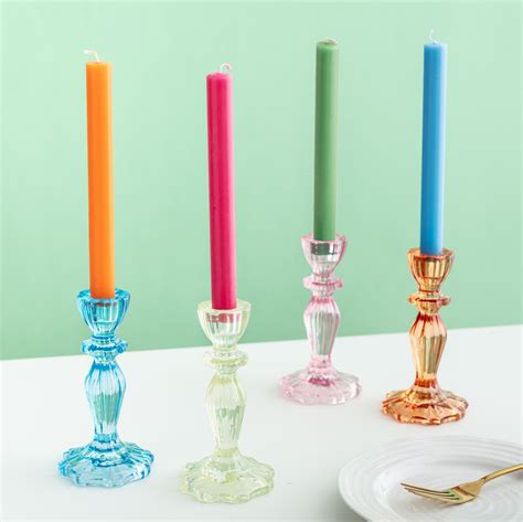 Pale Green Glass Candlestick Holder Postbox Party