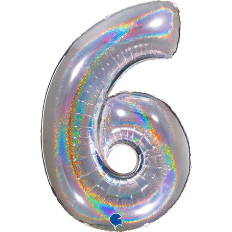 Palloncino Number Glitter Holographic Silver Inc Argento