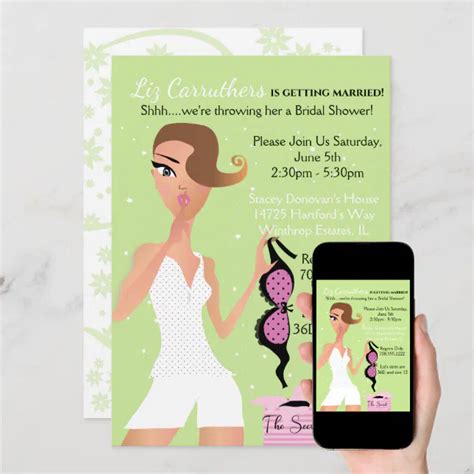 Surprise Lingerie Bridal Shower Green Sparkle Invitation Zazzle