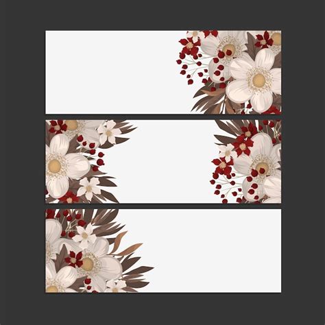 Premium Vector Set Of Three Horizontal Banners Beautiful Floral