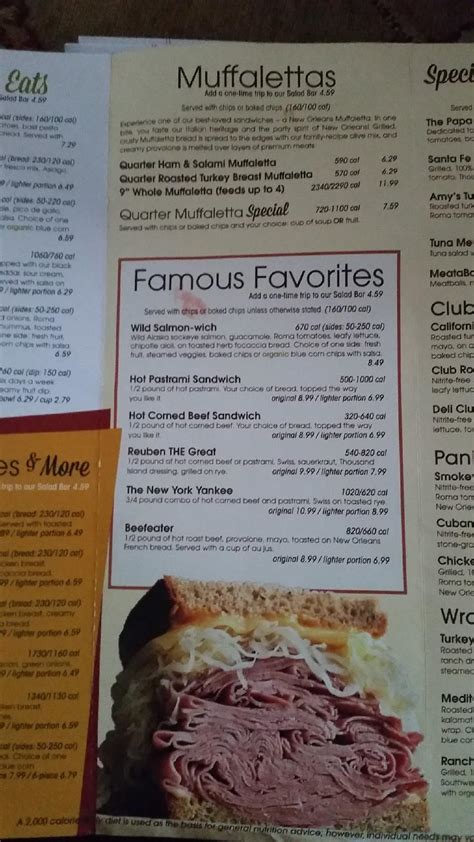 Menu At Jasons Deli Restaurant Baytown Garth Rd Ste 300