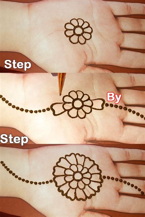 Step By Step Full Mehndi Design Simple Henna Designs Hand Henna Designs Easy Henna Designs