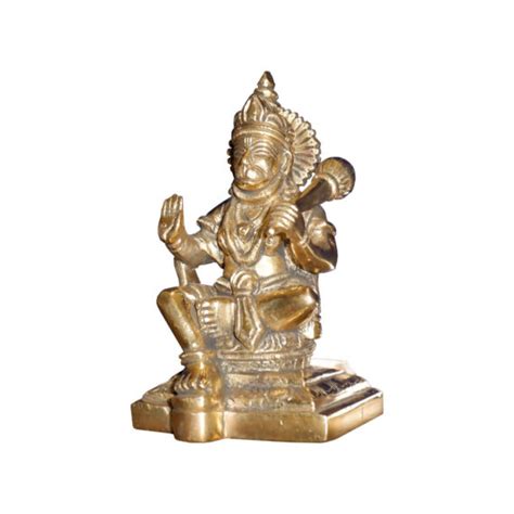 Hanuman Ji Sitting Brass Statue Geetapujanbhandar