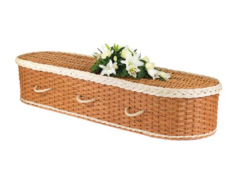 Oval Willow Coffin White And Natural Buff With White Flowers Hcr