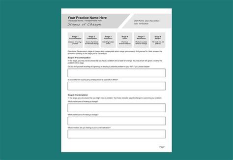 Stages Of Change Worksheet Pdf Editable Fillable Printable