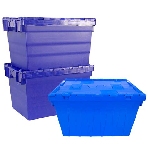 China Attached Lid Container Stackable Plastic Crates Manufacturer And