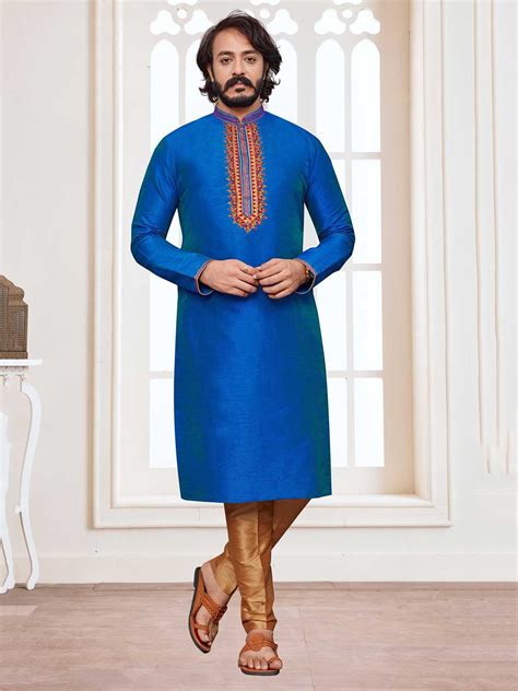 Blue Colour Art Silk Fabric Party Wear Kurta Pajama