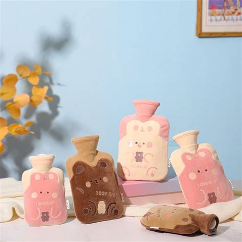Cute Hot Water Bottle Bag For Girls Plush Shoulder Hand Warmer Heat