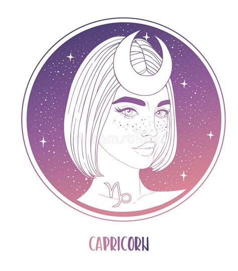 Ilustración Del Signo Astrológico De Capricornio Como Una Chica Hermosa