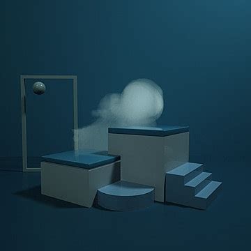 Small Fresh Blue E Commerce Booth Smoke Three Dimensional Space