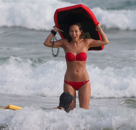 Myleene Klass Flaunts Her Enviably Toned Figure In Skimpy Red Bikini In Sri Lanka Daily Mail