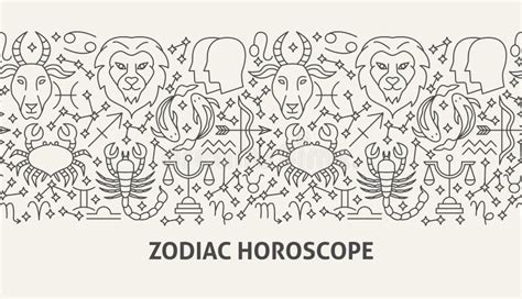 Zodiac Horoscope Line Circles Set Colorful Stock Vector Illustration