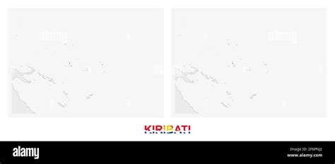 Two Versions Of The Map Of Kiribati With The Flag Of Kiribati And