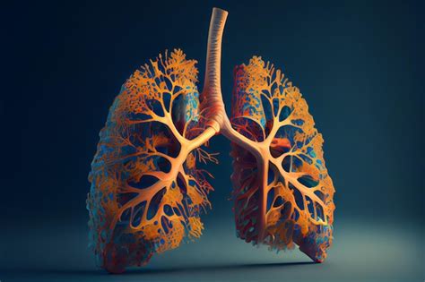 Colorida ilustración generativa de ia de pulmones humanos con varias