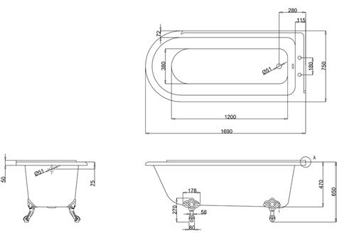 Freestanding Acrylic Bath Hampton 1700 Right Hand Burlington E14