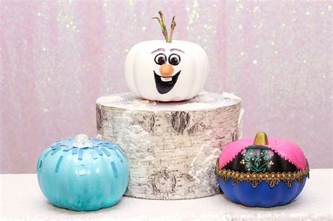 Simple DIY Frozen Pumpkin Painting Ideas for Elsa, Anna and Olaf