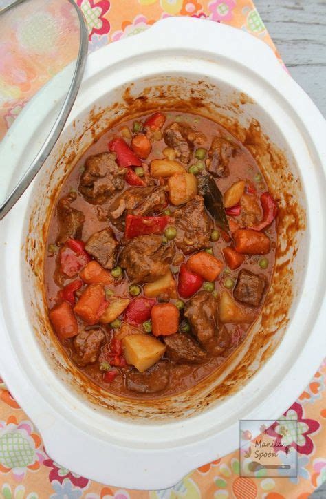 Slow Cooker Beef Caldereta Filipino Beef Stew Serve With Jasmine Rice ♥ Manila Spoon Slow