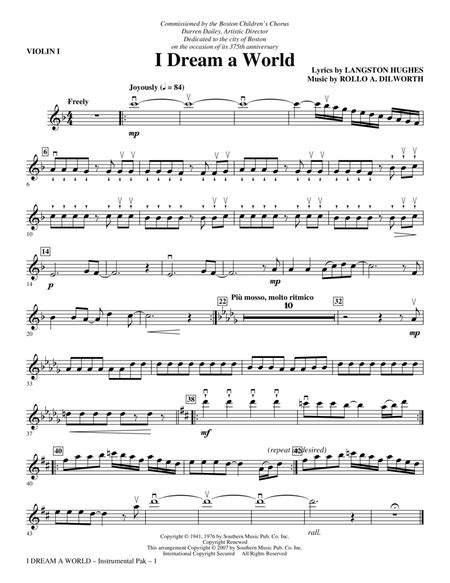 I Dream A World From Trilogy Of Dreams Violin 1 By Rollo Dilworth Violin Digital Sheet