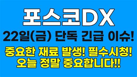 포스코dx 나프로 주가전망 단독 긴급 긴급속보 22일금 긴급 속보포스코dx주가전망 포스코dx전망 포스코dx