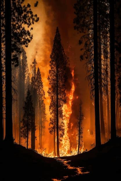 Premium Ai Image Devastating Forest Fire With Towering Flames And