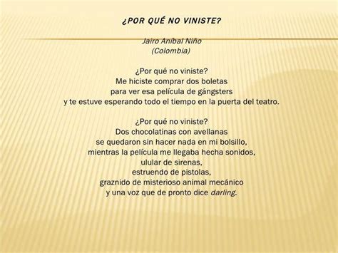 Cuantas Estrofas Tiene El Poema Porque No Viniste De Jairo Anibal