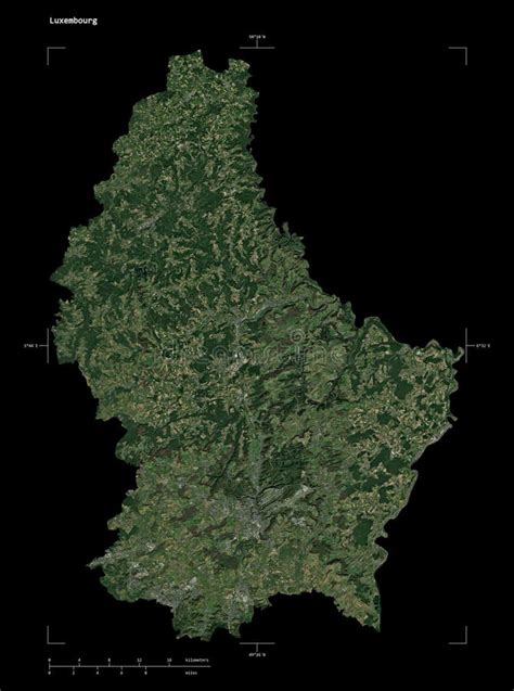 Luxembourg Shape On Black Low Res Satellite Stock Illustration