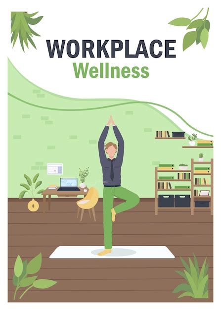 Premium Vector | Workplace wellness poster flat template.