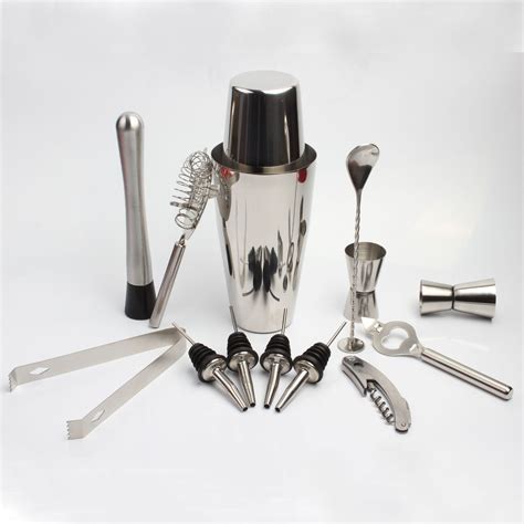 13 Piece Cocktail Shaker Home Bar Set Professional Stainless Steel