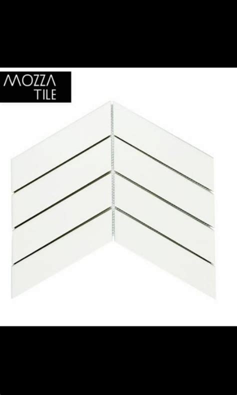 Mosaic Mozza Tile Chevron Glossy White Keramik Mozaik Mozaic Minimalis