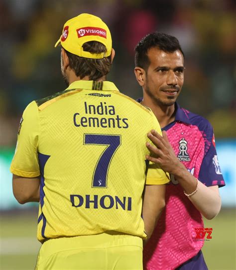 Jaipur Yuzvendra Chahal Of Rajasthan Royals Shakes Hand With Mahendra