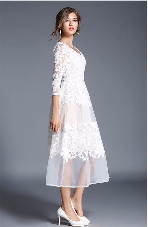 Sleeve White Lace Midi Dress End Pm White Dresses