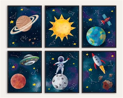 Outer Space Wall Art 8x10 Inches Unframed Set Of 6 Space