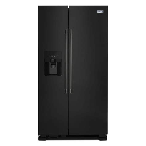 Maytag 245 Cu Ft Side By Side Refrigerator In Black With Exterior Ice And Water Dispenser