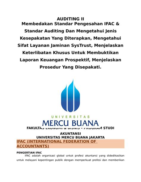 Pdf Standar Pengesahan Ifac Standar Auditing Systrust Dan Laporan