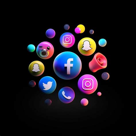 Premium Photo Realistic Buttons With Social Media Logo Collection