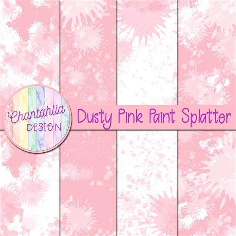 Dusty Pink Paint Splatter Digital Papers Chantahlia Design