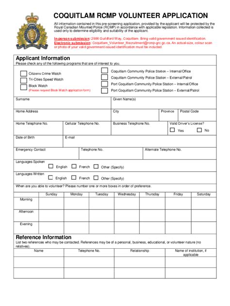 Rcmp Volunteer Form Fill Out Sign Online Dochub