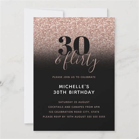 Pink Faux Glitter 30 And Flirty 30th Birthday Invitation Zazzle 50th