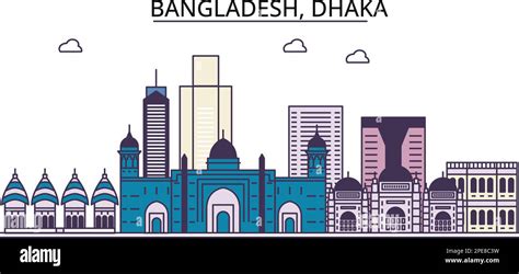 Bangladesh, Dhaka tourism landmarks, vector city travel illustration Stock Vector Image & Art ...