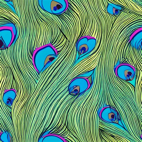 Colorful Peacock Feathers Seamless Pattern 2d Vector 2d Digital Art · Creative Fabrica