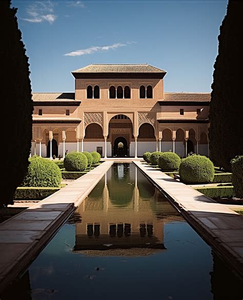 Views Of Ancient Buildings With A Water Feature And Greenery Background