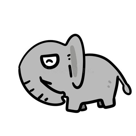 Doodle Elefante De Dibujos Animados Sobre Fondo Blanco Stock De